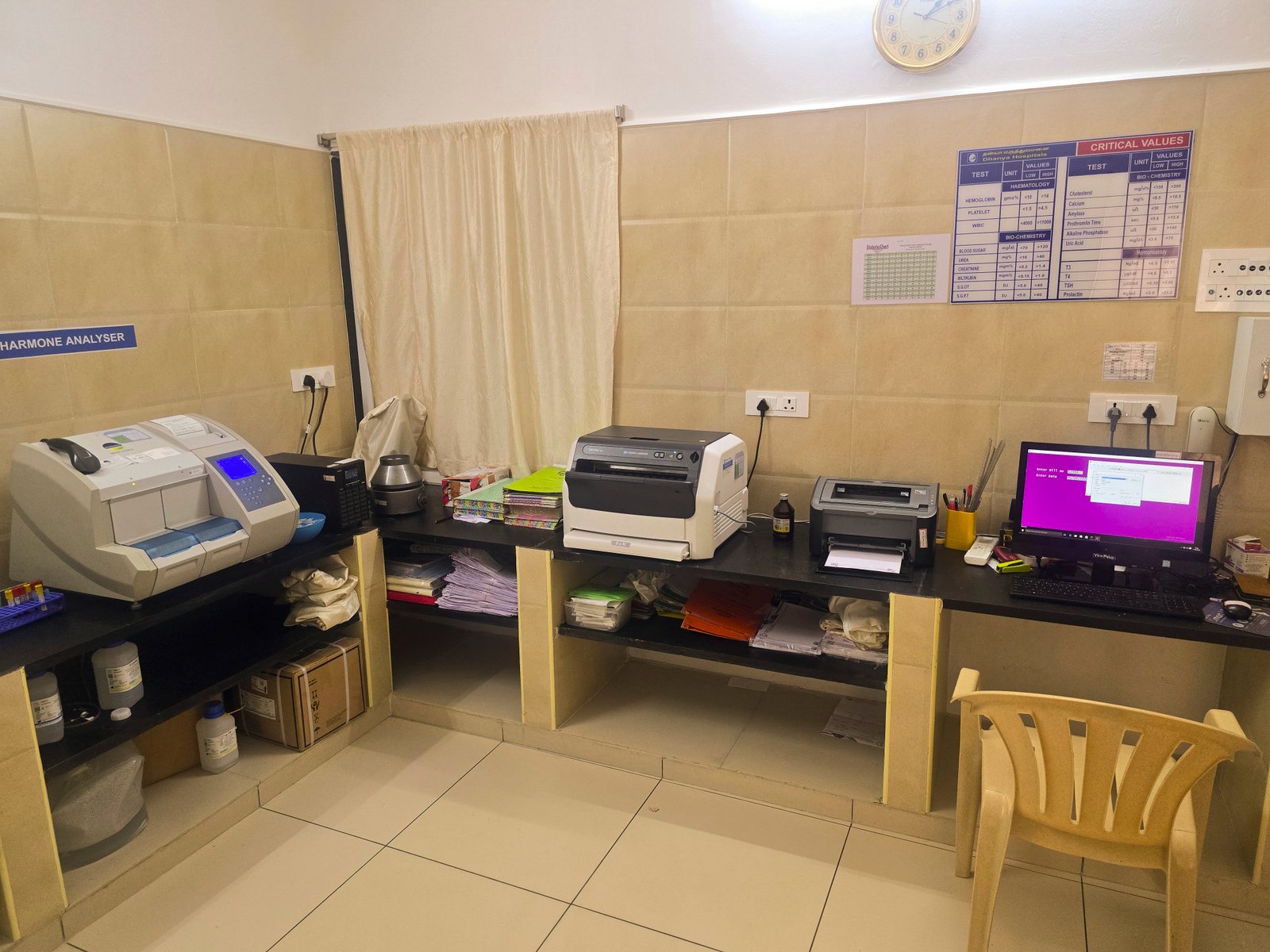 Laboratory equipment close view at Dhanya Hospitals