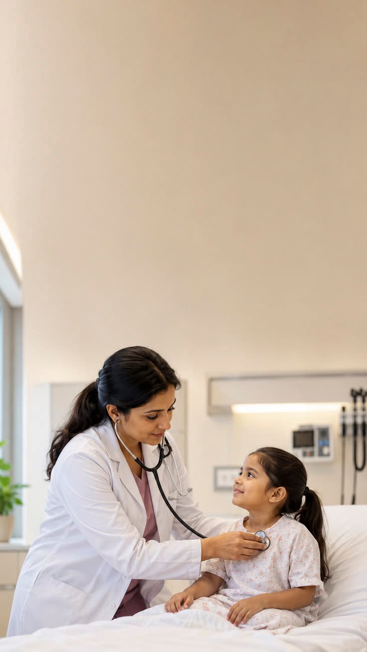 Doctor caring for newborn at Dhanya Hospitals